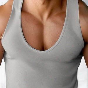 Men's Summer Basic Solid Color Deep V-Neck Tank Top