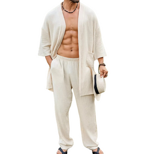 Lässiges, hautfreundliches Hemd- und Hosenset aus strukturiertem Stoff für Herren