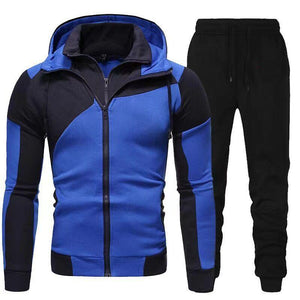 Conjunto informal de sudadera con capucha y pantalón deportivo de doble capa para hombre