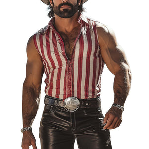 Men's Retro Slim Fit Vertical Striped Tank Top