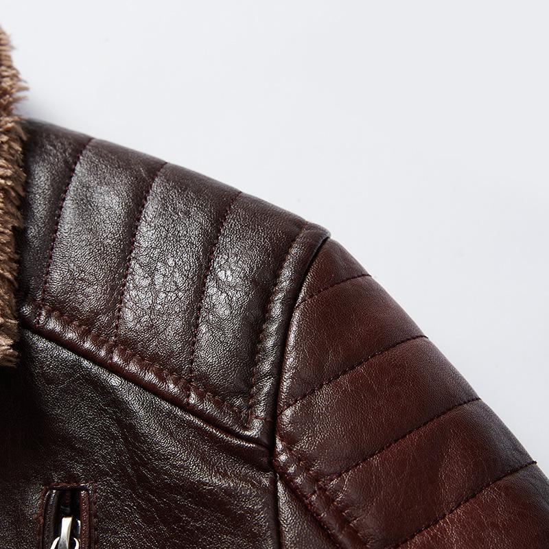 Men's Vintage PU Fleece Leather Jacket