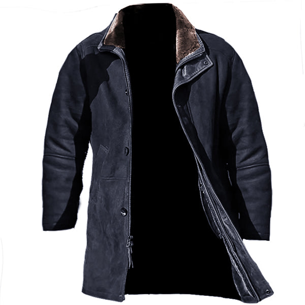 Men's Outdoor Mid-Length Double Layer Woolen Coat Jacket