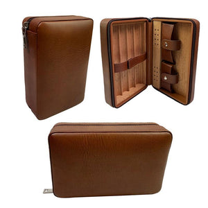 Bolsa de almacenamiento de cuero para humidor de puros portátil para hombre