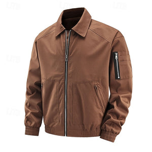 Chaqueta ligera para hombre, chaqueta bomber, chaqueta informal, para uso diario, para vacaciones, resistente al uso, con bolsillo, para primavera y otoño, lisa, moderna, clásica, con solapa, regular, negra, blanca, azul rey, morada y café.