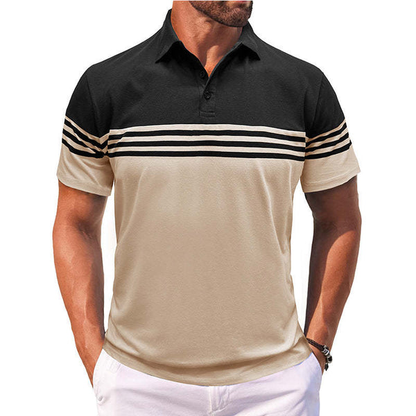 Men's Casual Striped Short Sleeve POLO Shirt MTA1882C7X