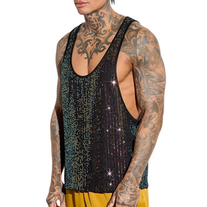 Men's Sequin Crew Neck Tank Top