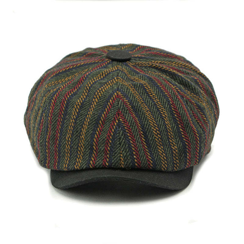 Sombrero de vendedor de periódicos a rayas bohemias vintage para hombre