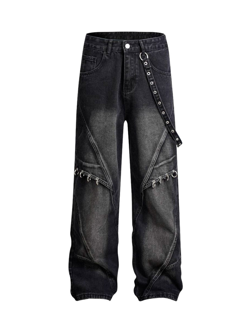 Washed Distressed Baggy Jeans