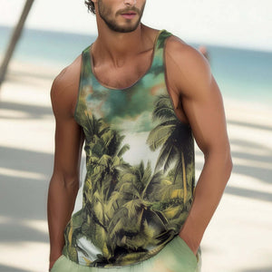 Camiseta sin mangas informal hawaiana de moda para hombre, agradable para la piel