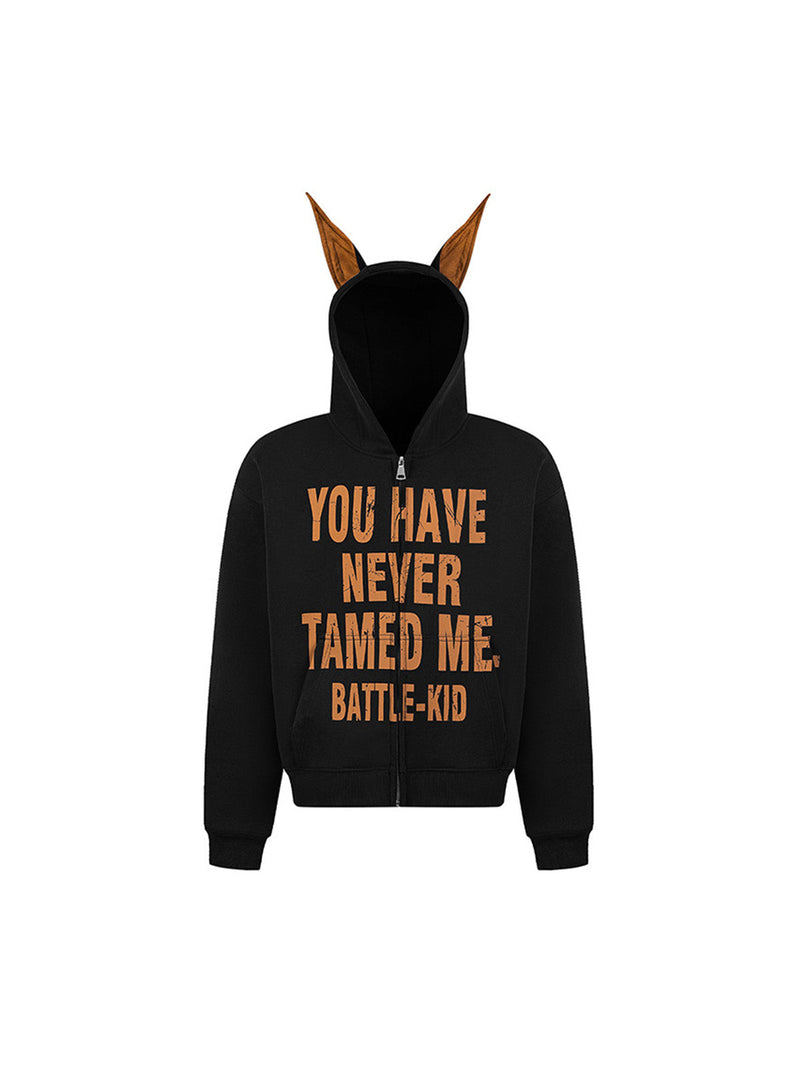 Mottled Letter Graphic Hooded Sweatshirt