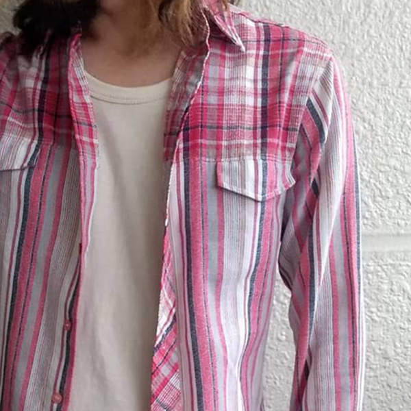Herren Retro Casual Geometrischer Druck Revers Langarmhemd