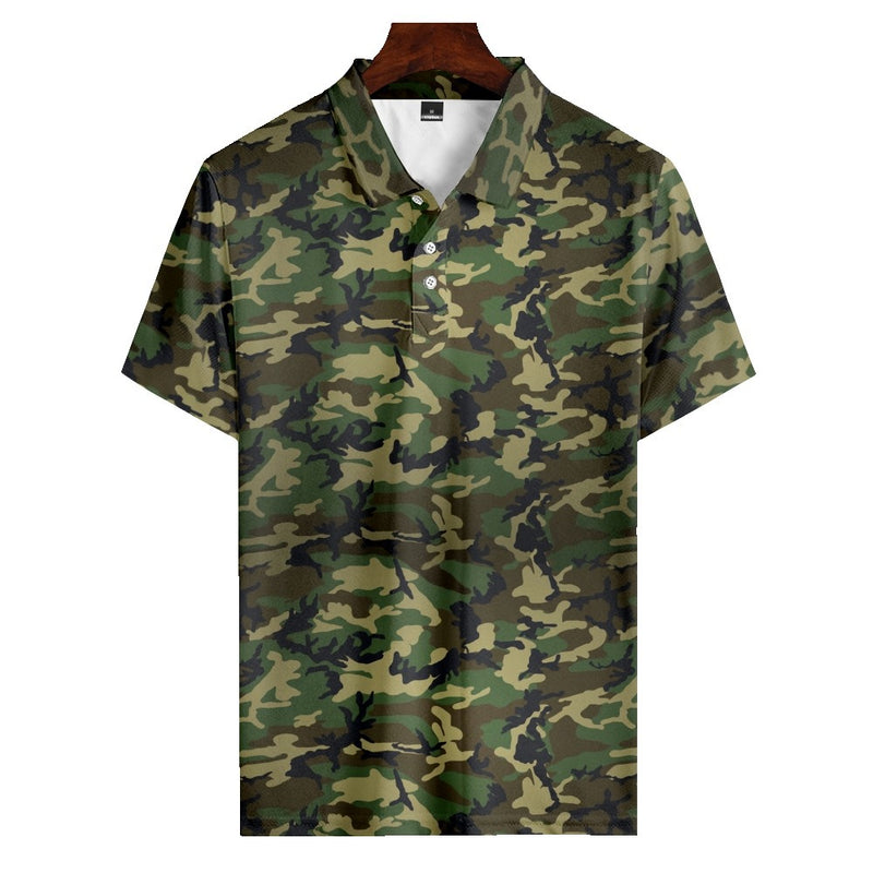 OVER SIZE CAMO POLO SHIRT-5XL