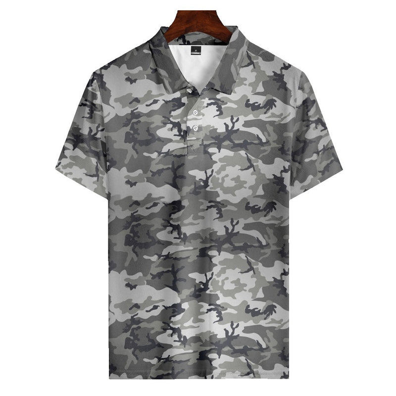 OVER SIZE CAMO POLO SHIRT-5XL