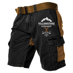 Pantalones casuales cortos con bolsillos y bloques de color YellowStone para hombre
