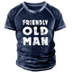 Plus Size Men's Retro Casual Letter Print Round Neck Short Sleeve T-Shirt