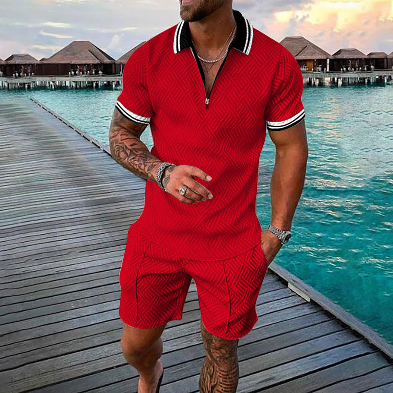 Men's Flame Pattern 3D Printed POLO Suit