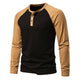 Men's Button Down Colorblock Raglan Long Sleeve Henley