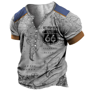 Camiseta de manga corta con estampado digital 3D para hombre, estilo urbano, de 7 botones