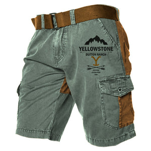Pantalones casuales cortos con bolsillos y bloques de color YellowStone para hombre