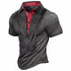 Men's New Solid Color Button Down Henley Casual T-Shirt