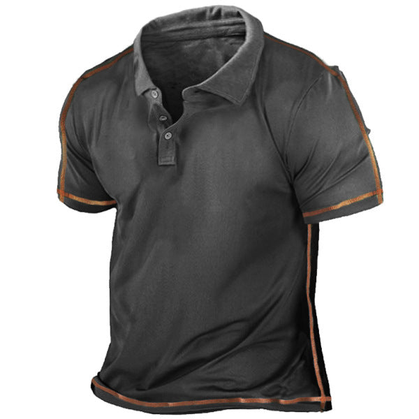 Men's Outdoor Retro Tactical Lapel Short Sleeve POLO Shirt