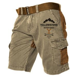Pantalones casuales cortos con bolsillos y bloques de color YellowStone para hombre
