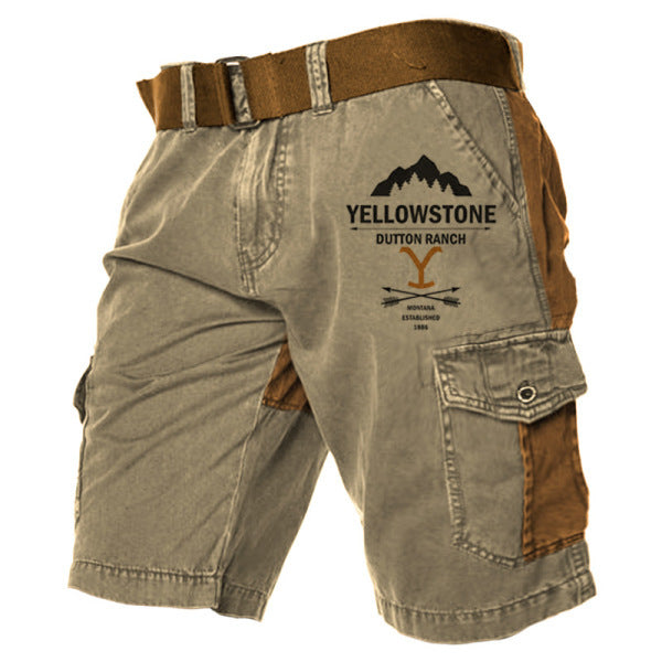 Men's YellowStone Color Block Pocket Casual Cropped Pants