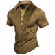 Men's New Solid Color Button Down Henley Casual T-Shirt