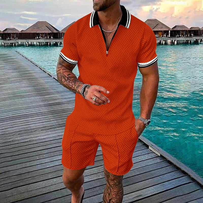 Men's Flame Pattern 3D Printed POLO Suit