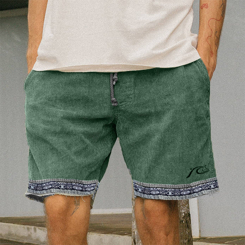 Men's Vintage Corduroy Surf Beach Vacation Casual Shorts