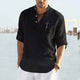 Men's Casual Polyester Solid Color Long Sleeve Shirt