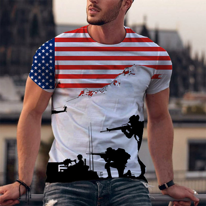 Men's American Eagle Print Street Trend Sports 3D T-Shirt Top