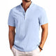 MEN'S  COTTON  LINEN STRIPED HENRY SHIRT