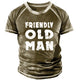 Plus Size Men's Retro Casual Letter Print Round Neck Short Sleeve T-Shirt