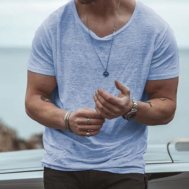 Men's Solid Color Casual T-Shirt