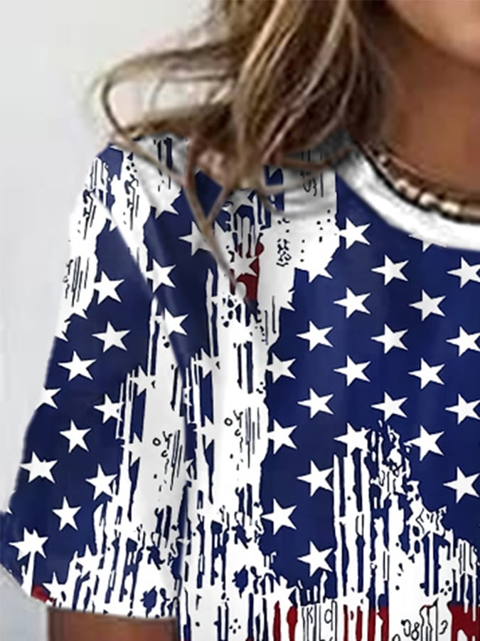 Women's American Flag Print T-Shirt