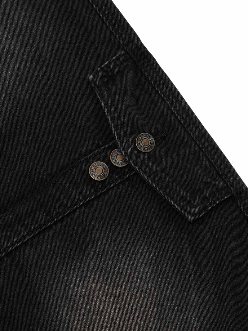 Flap Design Pleated Baggy Jeans