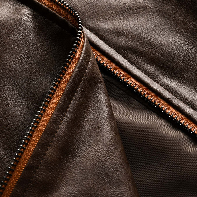 Herren Vintage Reißverschluss Lederjacke