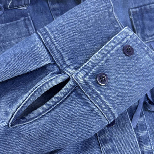 Camisa vaquera de manga larga con borlas estilo vaquero retro occidental para hombre