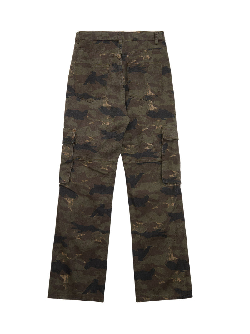 Camouflage Pleated Rivet Pants