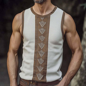 Men's Retro Casual Stitching Ethnic Style Printed Tank Top