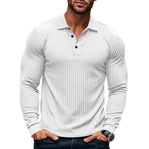 Camisa POLO informal de manga larga elástica para hombre