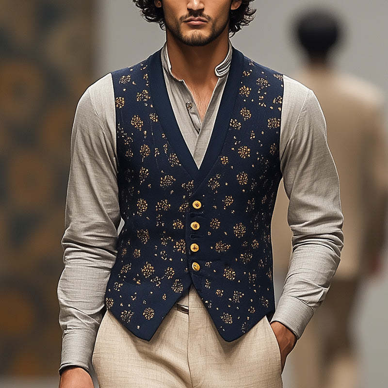 Herrenweste mit Retro-Print und Business-Casual-Muster