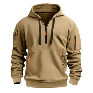 Sudadera deportiva informal con múltiples cremalleras para hombre
