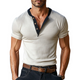 Camiseta de manga corta con cuello Henley y colores contrastantes para hombre