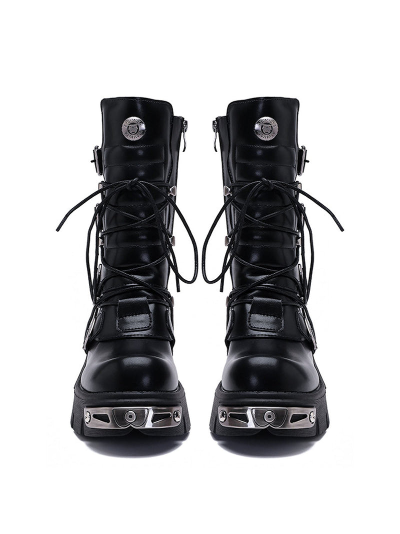 Metal Punk Style Workwear Platform Boots