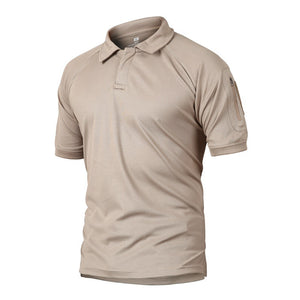 CAMISETA POLO TÁCTICA DE CAMUFLAJE TÁCTICO PARA HOMBRE DE MANGA CORTA, ELÁSTICA, AJUSTE AJUSTADO, DE SECADO RÁPIDO, PARA EXTERIORES