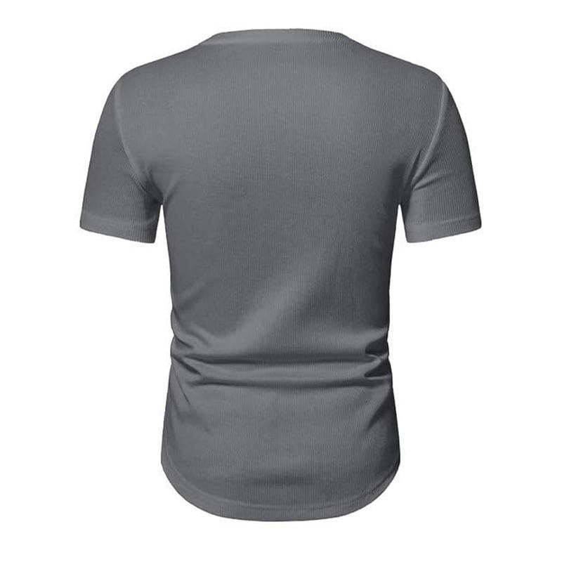 Camiseta de manga corta con cuello en V y punto de color liso para hombre