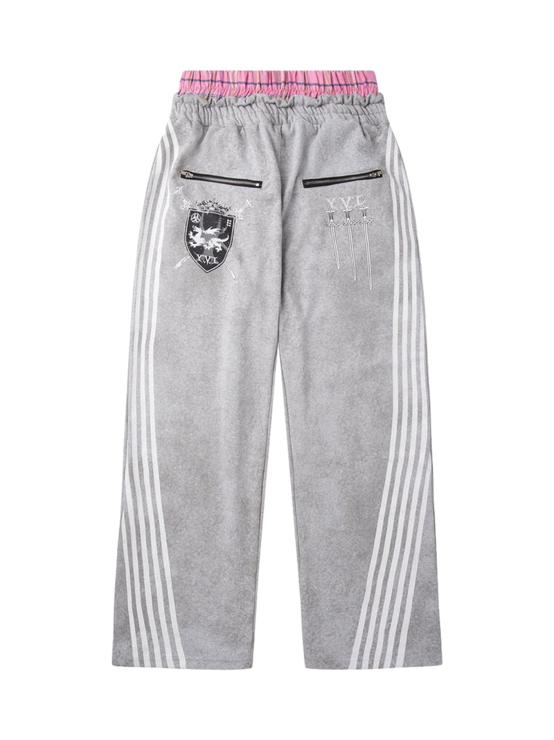 Striped Print Hooded Sweatshirt & Double Waistband Pants Tracksuit