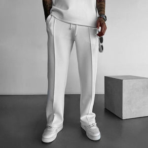 Men's Solid Color Elastic Waist Straight Casual Pants